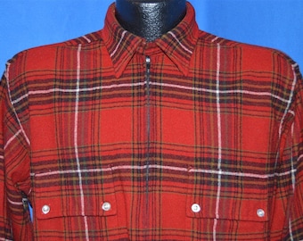 50s Red Plaid Wool Pullover shirt Large