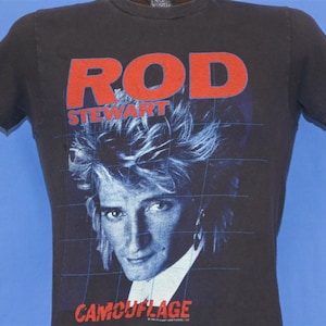 80s Rod Stewart Pop Rock Camouflage Tour &#39;84 t-shirt Small