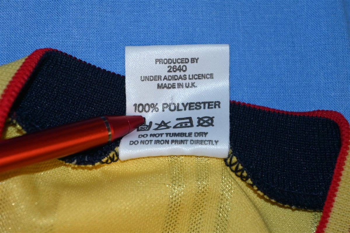 90s Adidas Arsenal Football Club JVC Embossed Yellow Away