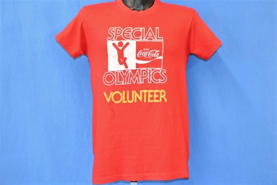 T-shirt Vintage Années 80 Special Olympics Volunteer Coca Cola - Marque Screen Stars Taille XL - Occasion Bon état