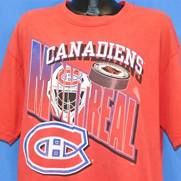 90s Montreal Canadiens NHL Hockey Team Logo Canada Red t-shirt Extra Large