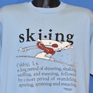 Jaren 80 skiën Cartoon woordenboekdefinitie T-shirt grappige grap, extra groot
