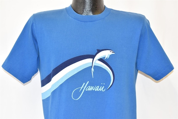 70s Hawaii Dolphins Ocean Wave Crazy Shirts t-shi… - image 1