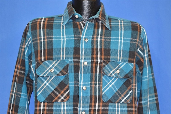 80s Five Brother Blue Plaid Flannel Workwear shirt