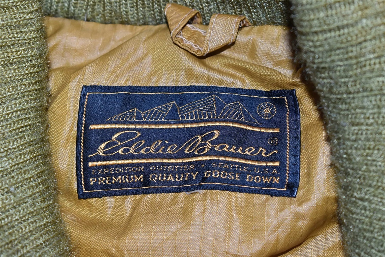 60s Eddie Bauer Down Filled Nylon Olive Green Flight Jacket Etsy