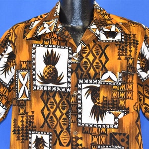 70s Tohiki Pineapple Aloha Hawaiian Shirt Large