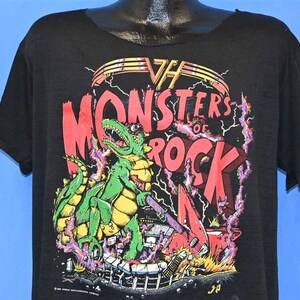 80s Van Halen Monsters Of Rock Tour 1988 Sammy Hagar Cut Neck Distressed t-shirt Large