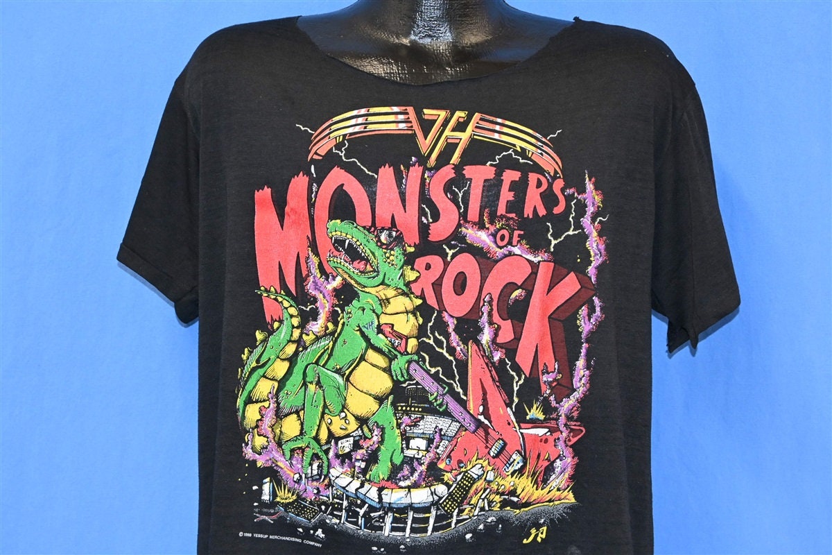 Camiseta desgastada de cuello cortado de Sammy Hagar de la gira Monsters Of Rock de Van Halen de los anos 80 de 1988 Etsy Espana