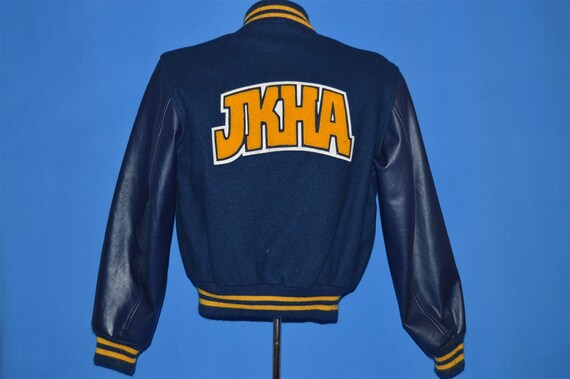 70s JKHA Letterman Snap Up Wool Leather Jacket Yo… - image 3