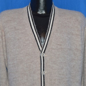 70er Jahre Vintage Cardigan Pullover Beige gestreift