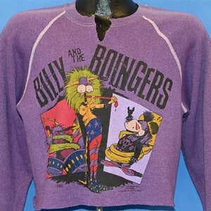 80s Billy & the Boingers Bloom County Comic Berkeley Breathed Purple Cropped Sweatshirt Medium