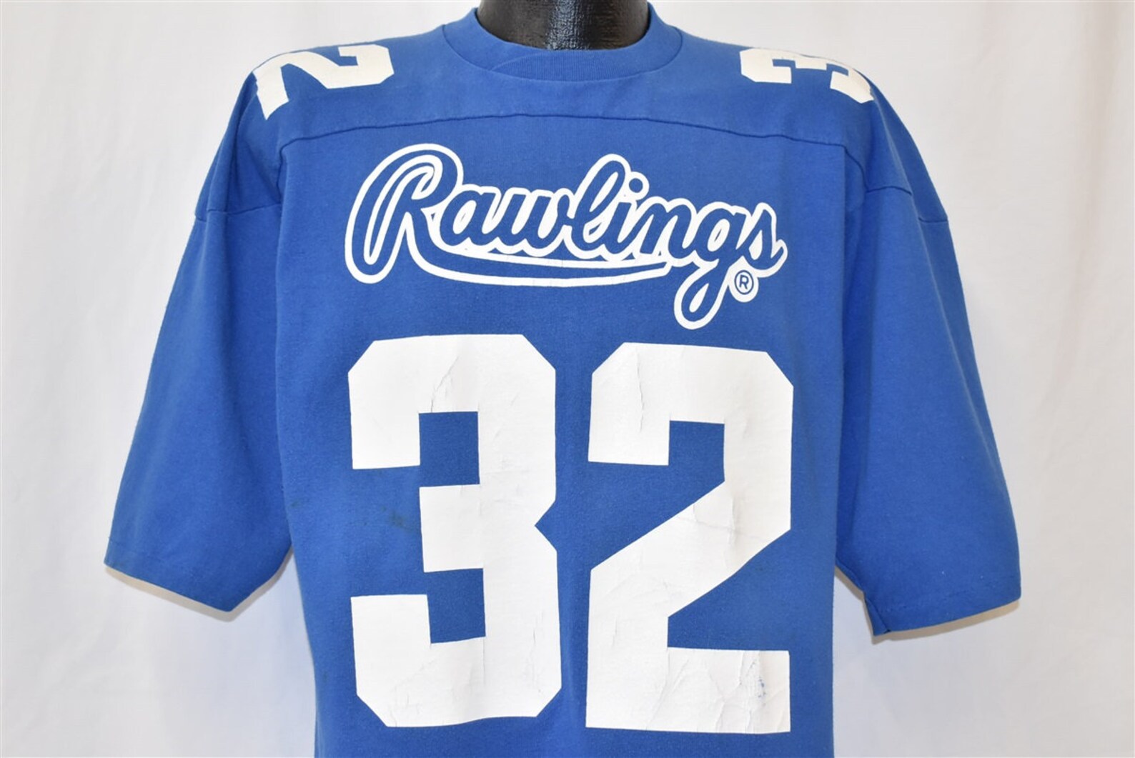 80s Rawlings 32 Football Jersey Blue White Tshirt Large Etsy