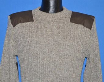 80s LL Bean Brown Wool Rib Knit Sweater Medium