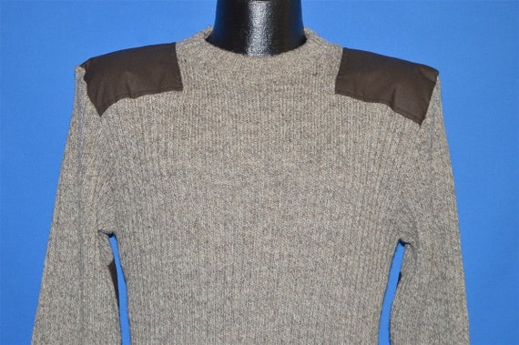 80s LL Bean Brown Wool Rib Knit Sweater Medium - image 1