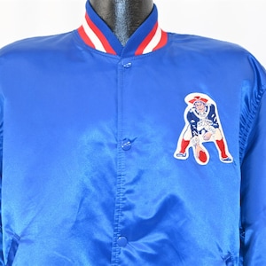 80s New England Patriots NFL Football Satin Snap Up Starter Jacket Extra Large
