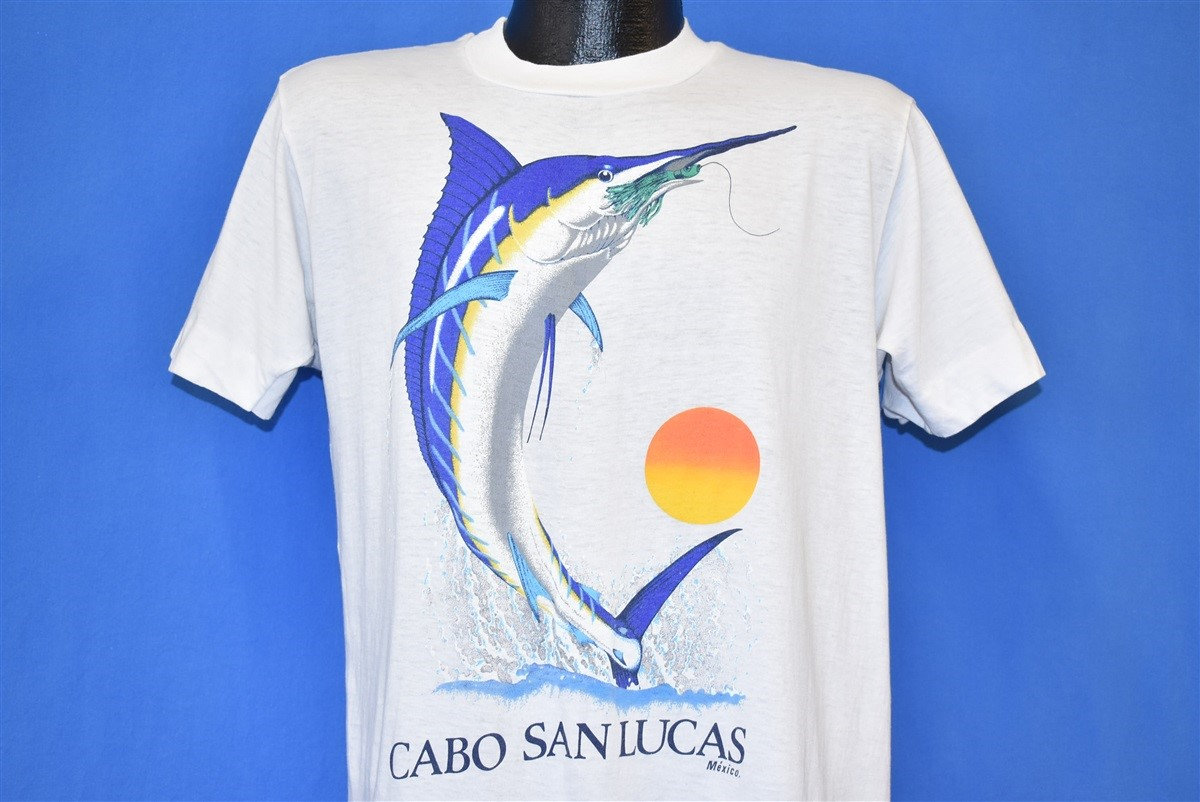 80s Cabo San Lucas Mexico Marlin Fishing T-shirt Large 