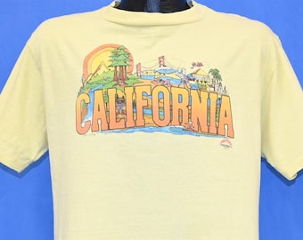 Grand t-shirt California Hollywood Redwood Golden Gate Coast des années 70