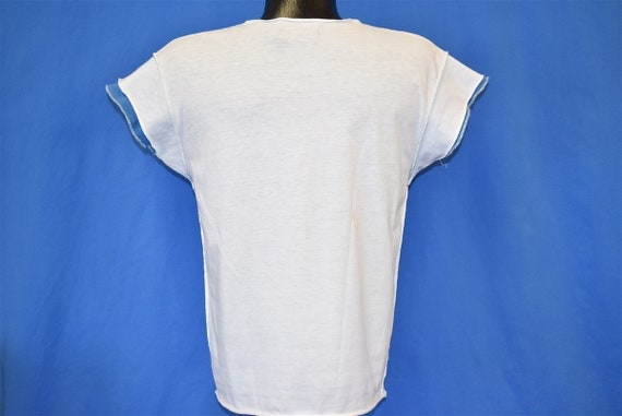 80s White Blue Mesh t-shirt Small - image 3