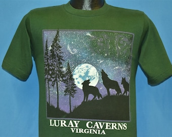 90s Luray Caverns Virginia Wolves Howling Moon Nature t-shirt Small