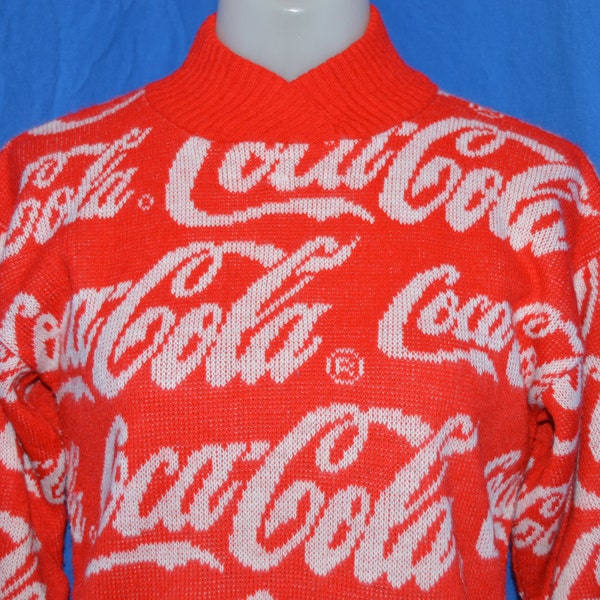 80s Coca Cola Intarsia Knit Sweater Youth Large