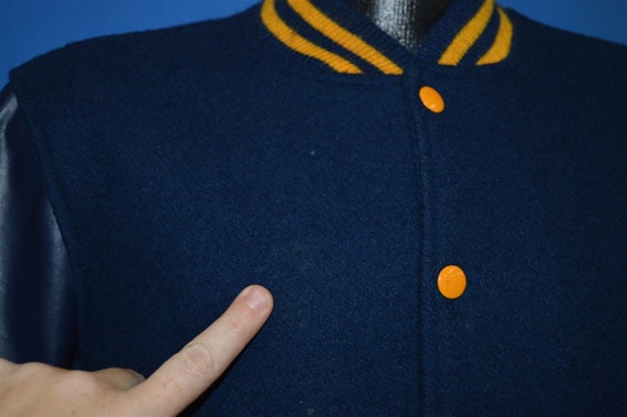 70s JKHA Letterman Snap Up Wool Leather Jacket Yo… - image 5