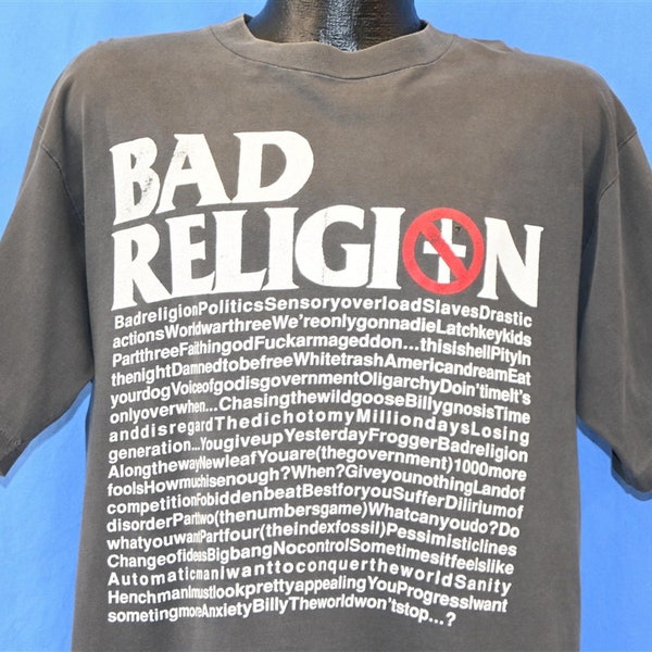 90s Bad Religion Logo Punk Rock Song List Distressed Band t-shirt Medium