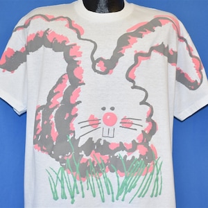 80s Bunny Rabbit Cute Puffy Paint Cartoon Pastel t-shirt Extra Large