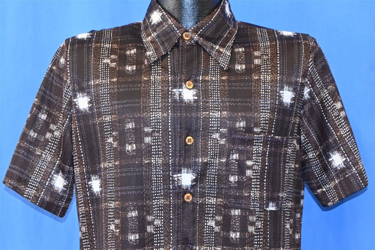 Hutspah, Shirts, Vintage Hutspah 8s Mens Medium Long Sleeve Boho Blue  Woven Indie Print Design