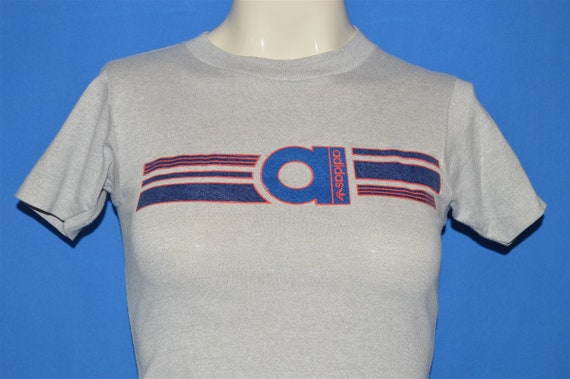 80s Adidas Logo Striped t-shirt Youth Medium - image 1