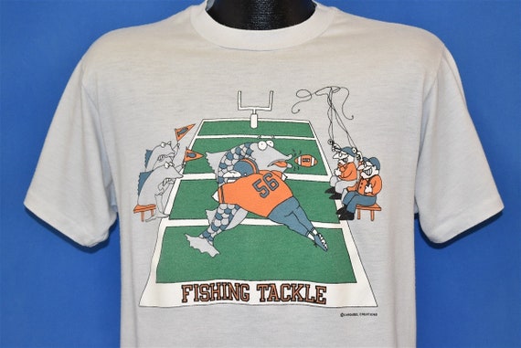 80s Fishing Tackle Fish Football T-shirt Large -  Canada