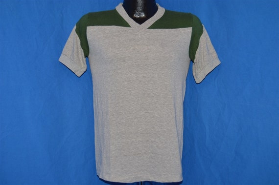 70s Champion Gray Green Vintage V Neck Jersey t-s… - image 2