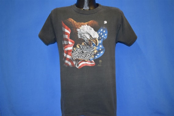 80s Harley Davidson 3D Emblem Distressed USA Eagle Nova