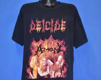 90s Deicide Amon Feasting the Beast Death Metal Band Black t-shirt Extra Large