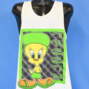 90s Tweety Bird Looney Tunes Neon Green Racerback Tank Top Cartoon t-shirt Large