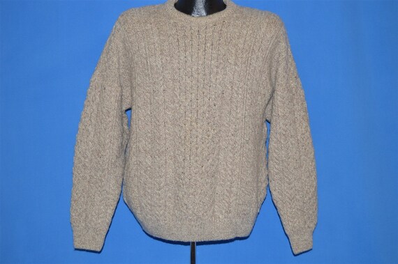 80s Carraig Donn Irish Aran Fisherman Wool Sweater Large - Etsy
