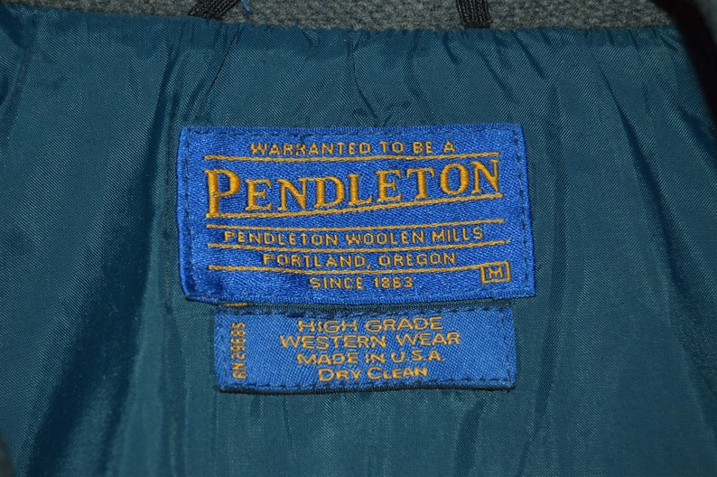 90s Pendleton Gray Native American Geometric Bomber Wool Jacket Medium Vintage