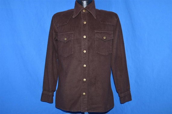 70s Eddie Bauer Brown Heavy Flannel Shirt Jacket … - image 2