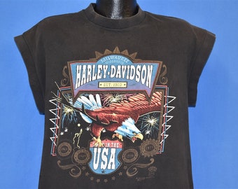 90s Harley Davidson Made in the USA Eagle Fireworks Sleeveless t-shirt Large