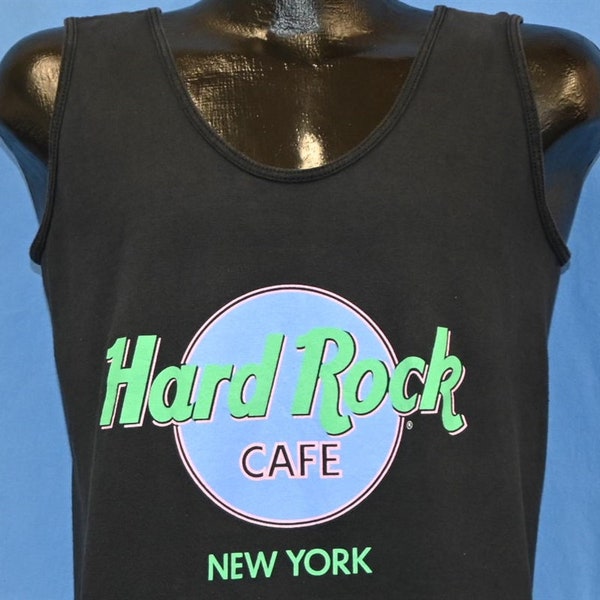 90er Jahre Hard Rock Cafe Logo New York NYC Restaurantkette Neon Tank Top T-Shirt Medium