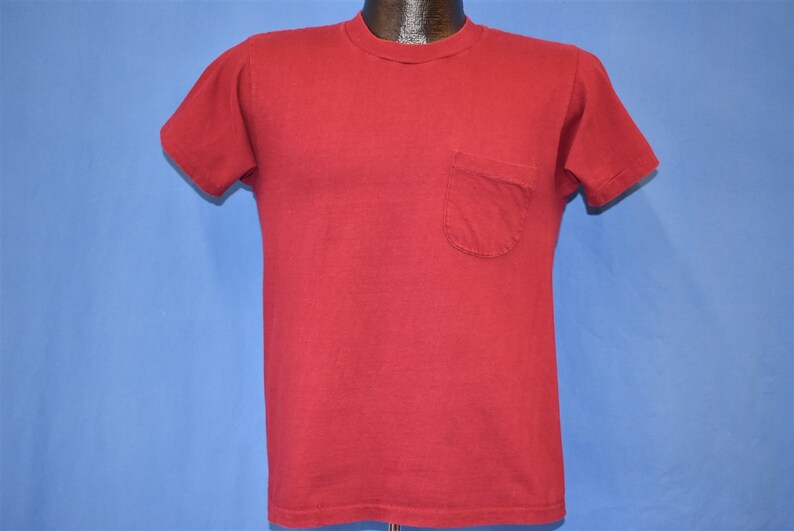 80s Blank Maroon Pocket Tee t-shirt Small