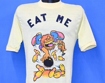 70s Eat Me Bowling Roach Iron On Cartoon Funny t-shirt Small