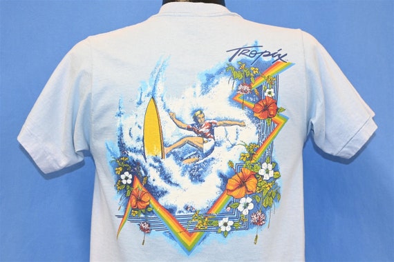 80s Tropix Surf Rainbow Hibiscus Flowers Ocean Waves T-shirt
