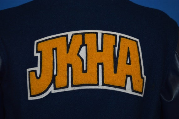 70s JKHA Letterman Snap Up Wool Leather Jacket Yo… - image 4