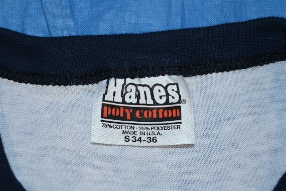 Hanes Ringer 80s Hanes Plain White Solid Blank Navy Blue Ringer t-… - Gem