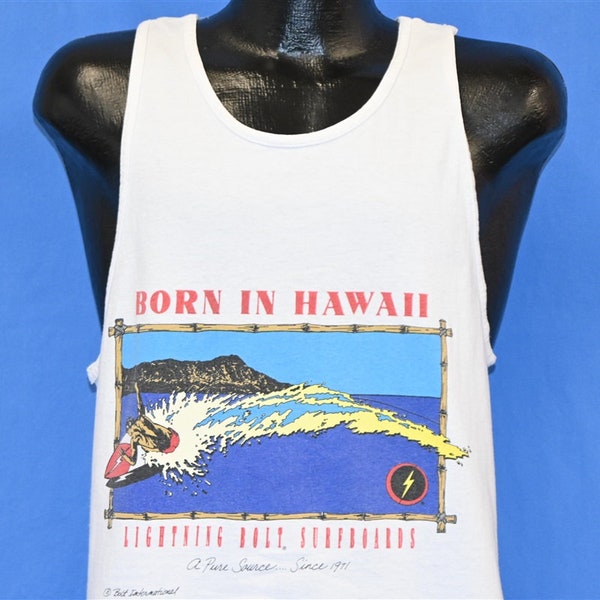 90s Lightning Bolt Surfboards Born in Hawaii Since 1971 Surf Tank Top t-shirt Medium
