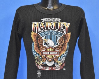 80s 3D Emblem Harley Davidson Thermal t-shirt Small