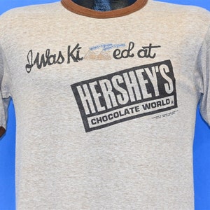 80s I Was Kissed At Hershey&#39;s Chocolate World Hershey PA Ringer t-shirt Medium