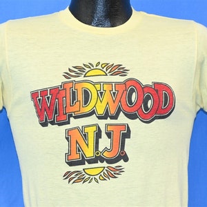70er Jahre Wildwood New Jersey Shore Beach Sunset Tourist T-Shirt Small