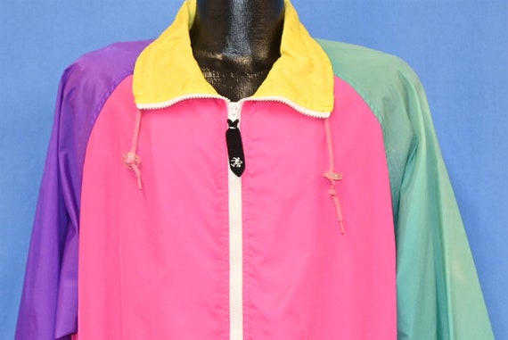 90s Ocean Pacific OP Pink Neon Colorblock Drawstr… - image 1