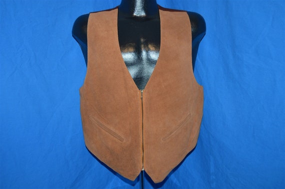 80s Suede Leather Vest Men's Size 38 - image 2